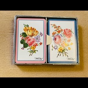 Double set floral game cards 52+ 2 jokers in each set with silver foil case